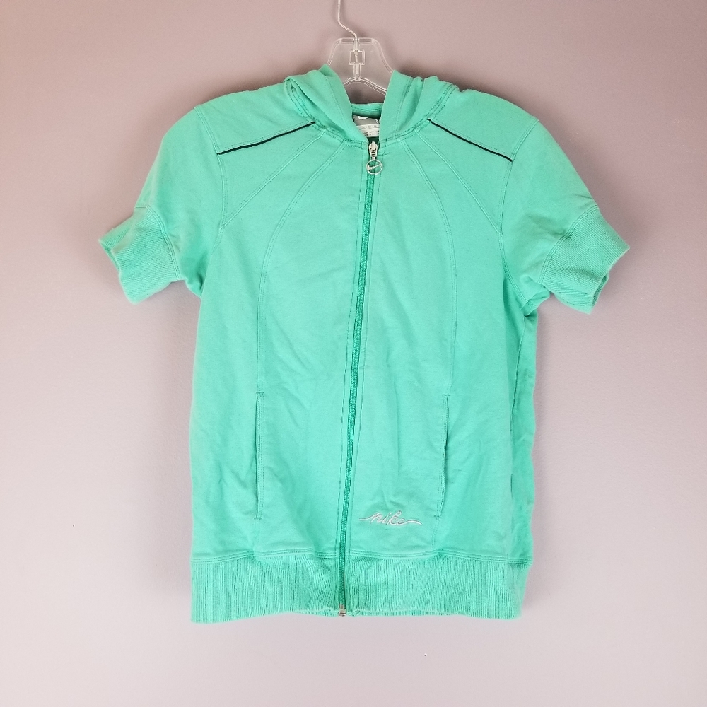 Nike Short Sleeve Jacket Zip Up M Green Blue